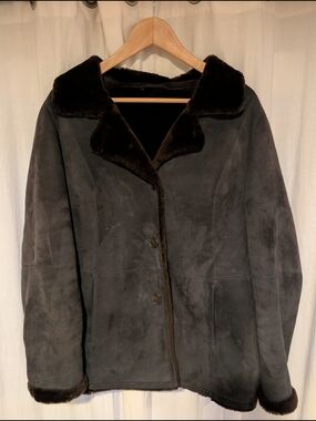 Classic Women's Dark Brown Suade-Shearling Jacket